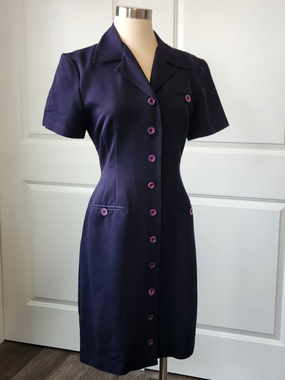 Jessica Howard Vintage 1990s Midi A-Line Button-Down Dress Size 8